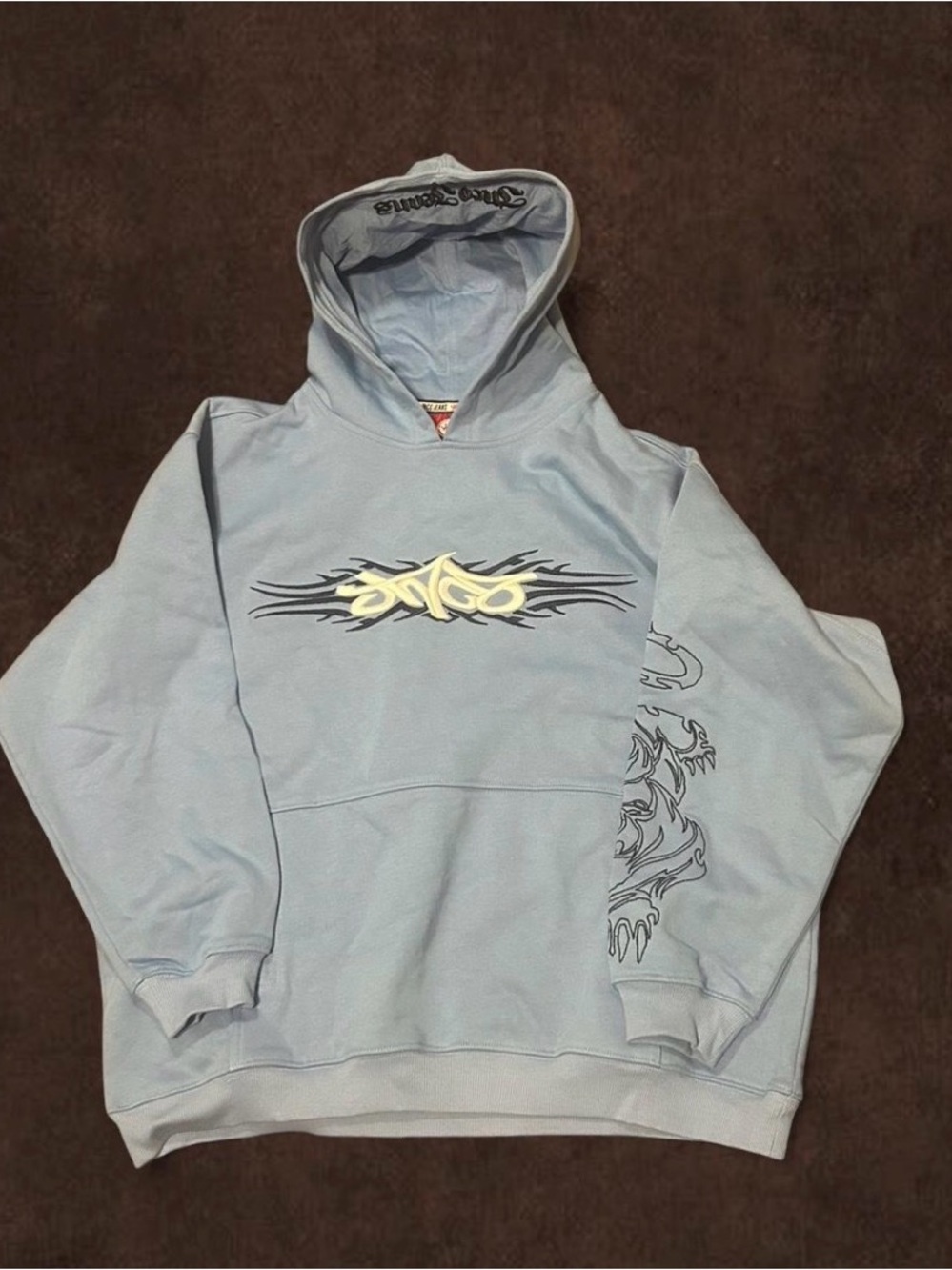 Authentic Vintage Y2K JNCO Tribal Panther Light Blue Hoodie